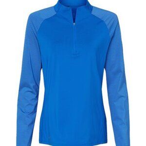 adidas A521 Women's Stripe Block Quarter-Zip Pullover Glory Blue XL L NWT